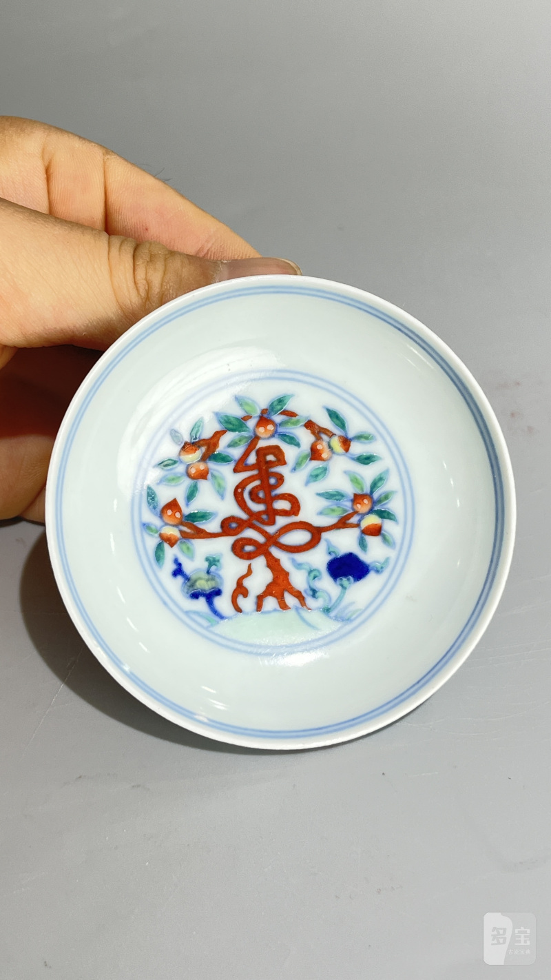 清 斗彩寿字桃纹笔掭（一对） - 图7